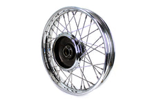 Load image into Gallery viewer, 18 inch x 2.15 inch Front Wheel Assembly (stainless steel spokes)&lt;br  /&gt;&lt;span class=&quot;skuNo&quot;&gt;52-0780&lt;/span&gt;&lt;br /&gt;&lt;span class=&quot;titleYears&quot;&gt;WL 1937-52  • WLD 1937-42  • WLA 1942-43  • WLC 1942-43 &lt;/span&gt;
